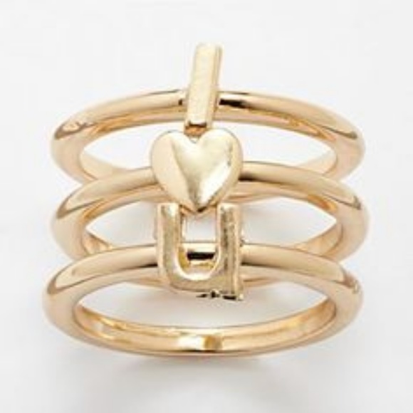LC Lauren Conrad Jewelry - LC Lauren Conrad Stackable “I Heart U” Rings Gold
